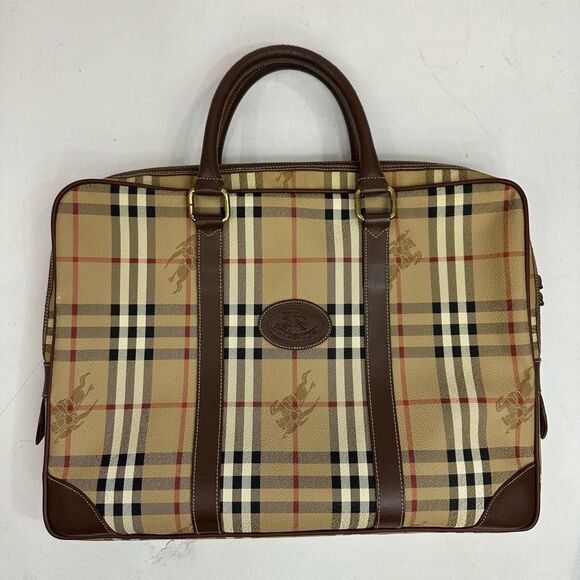 Vintage Burberry Coated Canvas Briefcase Laptop Case - Picture 1 of 12